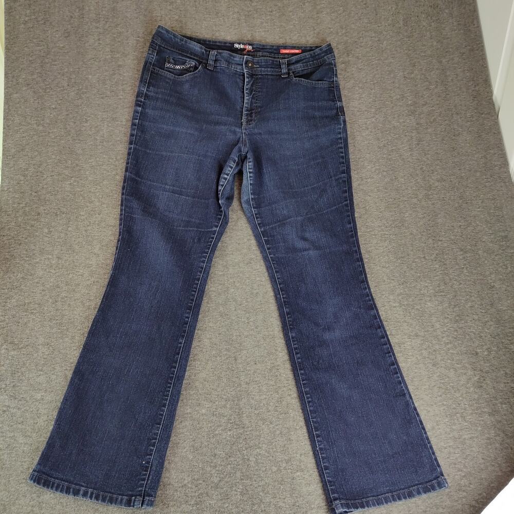 Style & Co Jeans Size 16 Dark Wash Denim Tummy Control Women's Pants Straight